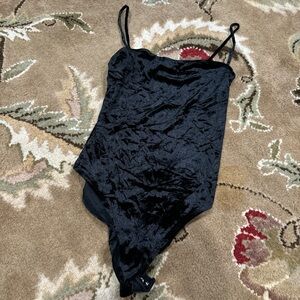 Forever 21 Black Velvet Bodysuit